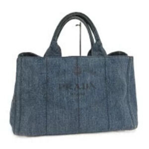 Prada Canapa Tote Handbag Blue Denim